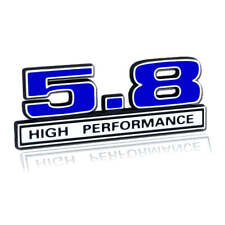 5.8 Liter 351 Windsor Engine High Performance Emblem Logo In Blue Chrome Trim