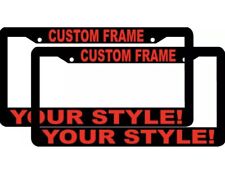2 Custom Personalized Black With Red Letters Customized License Plate Frame