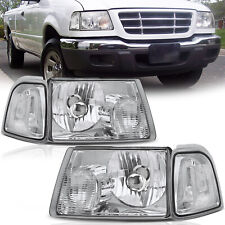 Headlights For 2001-2011 Ford Ranger Xl Xlt Chrome Housing Clear Corner Lh Rh