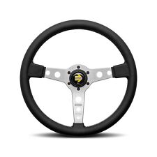 Momo Prototipo Black Leather Tuning Steering Wheel 370mm With Silver Spokes