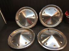Vintage Set Of 4 Baby Moon Cone Shape Chrome Hub Cap Rat Rod 14in Made In Usa