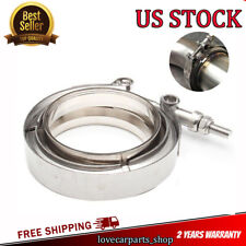 Exhaust Downpipe 2.5inch V-band Clamp 304 Stainless Steel Flange Kit Male-female