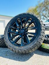 22 Black Chevy Silverado Tahoe Wheels Rims Tires Sierra Yukon Denali 2023 2024
