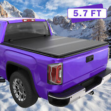 5.75.8ft Fiberglass Hard Truck Bed 3fold Tonneau Cover For 09-21 Dodge Ram 1500