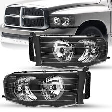 For 2002-2005 Dodge Ram Pickup Headlights Assembly Black Clear Headlamps Lhrh