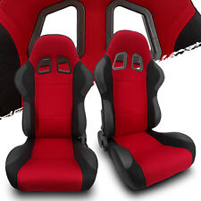 Black Red Fabricpvc Leather Leftright Recaro Style Racing Car Seats