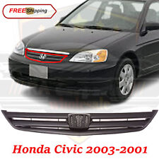 For 2001-2003 Honda Civic New Front Grille Assembly Black With Emblem Provision
