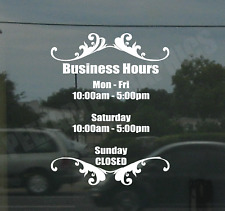 Business Custom Window Door Glass Store Hours Vinyl Decal Sign Sticker Style 3