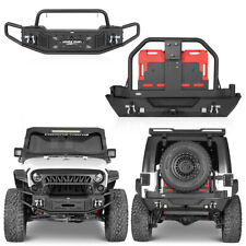 Fit 07-18 Jeep Wrangler Jk Tubular Front Rear Bumper Wtire Carrier Jerry Can