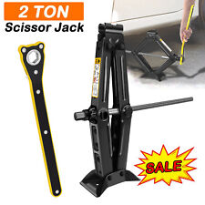 2 Ton Steel Scissor Lift Jack Car Garage Kit W Ratchet Wrench Labor-saving