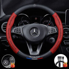 15 38cm Steering Wheel Cover Genuine Leather For 1999-2024 Mercedes-benz Red