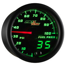 52mm Maxtow Double Vision 100psi Fuel Pressure Gauge - Green Digital Analog