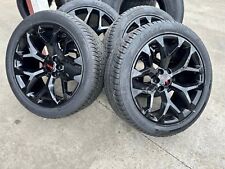 4 New 22 Snowflake Gloss Black Wheels W2854522 Tires 4 Gmc Chevy 6x139.7