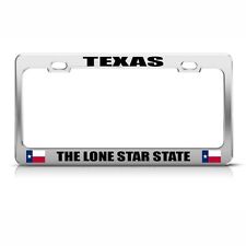 License Plate Frame Texas The Lone Star State Chome Metal Car Accessories Chrome