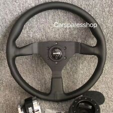 Momo Montecarlo 350mm 14 Genuine Leather Thickened Spoke Steering Wheel-black