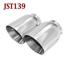 Jst139 Pair 2.5 Stainless Round Exhaust Tips 2 12 Inlet 4 Outlet 5 Long