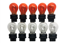 10 Pack 3157 Clear And Amber Tail Signal Brake Light Bulbs - Fast Usa Shipping