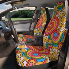 Psychedelic Hippie Car Seat Covers Vintage Inspired Retro Decor Vehicle Van