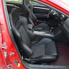 2pcs Adjustable Universal Racing Bucket Seats Black Pvc Leather 2 Dual Sliders