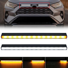 2x Car Daytime Running Light Strips Led Drl Dynamic Signal Lamp Bar White Amber