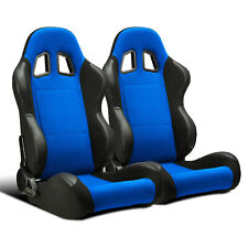 2 X Universal Blue Pineapple Clothpvc Leather Leftright Racing Car Seats