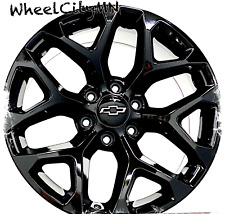 20 Gloss Black Snowflake Oe 5668 Replica Sfo Wheels 2024 Chevy Silverado 6x5.5