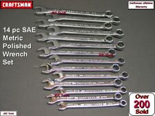 Craftsman 14 Pc Combination Wrench Set 7 Sae - 7 Metric Mm New