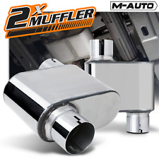 2x Chrome 2.5offset Inletoutlet Stainless Steel Single Chamber Exhaust Muffler