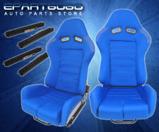 One Pair Of Full Reclinable Style Racing Bucket Seats Drag Circuit Drift Blue