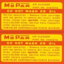 Mopar 1963 1964 426 Max Wedge 3705 Air Cleaner Instruction Decals 2463978