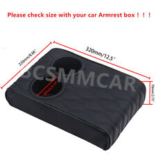 Car Armrest Box Cushion Heighten Pad Center Console Cover With Cup Holder Black