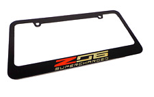 Corvette C6 C7 Z06 Black Logo Supercharged License Plate Frame Zo6 Super Charged