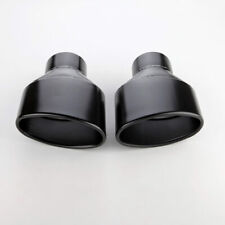 Pair 3 In Oval 6 Out Black Stainless Steel Exhaust Tips Fit For Audi Rs Look