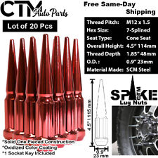 20pc 4.5 Tall Red M12x1.5 Spline Spike Lug Nutkey Fit Chevrolet Gmc More
