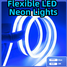 12v Flexible Led Strip Waterproof Sign Neon Lights Silicone Tube 5m Blue