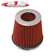 Universal 2.75 Aluminum Mesh Cold Short Ram Induction Dry Air Intake Filter Red
