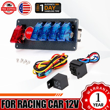 Carbon Ignition Switch Panel Engine Start Push Button Led 12v Toggle Racing Car
