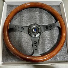 Universal 350mm 14 Grant Classic Flat Wood Steering Wheel Black Circular Spoek