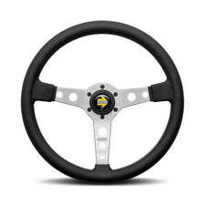 Momo Prototipo Steering Wheel - Silver Spokeblack Leather 370mm