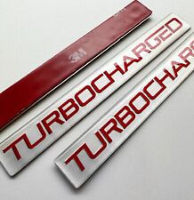 2 - Brand New Turbocharged Turbo Charged Badges Sticker Emblem Silver Red