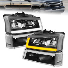 2x Headlights Sequential Signal For 2003-06 Chevy Avalanche Silverado 1500 2500