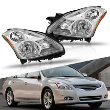 For 2010-12 Nissan Altima Sedan Amber Chrome Halogen Headlights Lamps Leftright