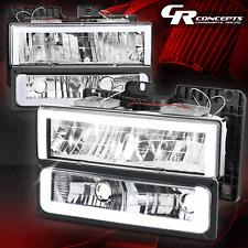 Chrome Drl Led Headlight Bumper Signal Lamps For 1988-2000 Chevy Gmc Ck Pickup