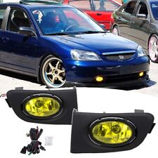 For 2001 2002 2003 Honda Civic Yellow Lens Bumper Driving Fog Lights Lamps Pair