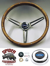 1965-1969 Ford Steering Wheel Blue Oval 15 Muscle Car Walnut Wood