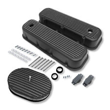 For Chevy Big Block 396 427 454 Tall Finned Valve Covers 12 Air Cleaner Black