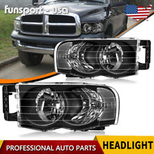 Pair Headlights For 2002-2005 Dodge Ram 1500 2500 3500 Black Housing Headlamps