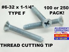 100-250 6-32 X 1-14 Thread Cutting Screw Phillips Flat Head Type F Steel Nh