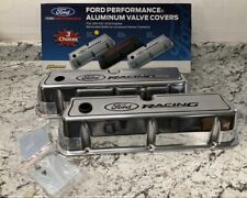 Proform 302-001 Aluminum Valve Covers Tall Polished With Black Ford Racing Logo