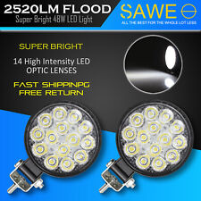 2 X Led Work Flood Spot Lights Off Road Driving Truck Car Tractor Atv Round 48w